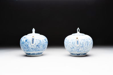 Eight Chinese blue and white shipwreck wares, 17/18th C.