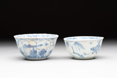 Eight Chinese blue and white shipwreck wares, 17/18th C.