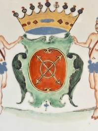 A massive and rare Chinese armorial dish with the arms of Sioc'han de Kersabiec, Kangxi, ca. 1715