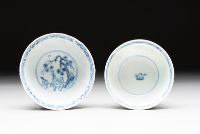 Eight Chinese blue and white shipwreck wares, 17/18th C.