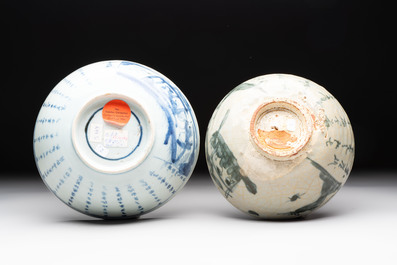 Eight Chinese blue and white shipwreck wares, 17/18th C.