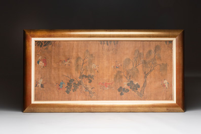 Chinese school: 'Horses', ink and colour on silk, 19th C.