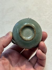 A rare Chinese Longquan celadon quadruple-neck incense holder, Southern Song
