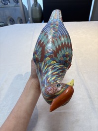 A pair of famille rose-style models of pheasants, Samson, Paris, 19th C.