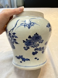 A Chinese blue and white vase with floral design, Transitional period