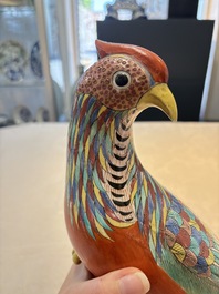 A pair of famille rose-style models of pheasants, Samson, Paris, 19th C.