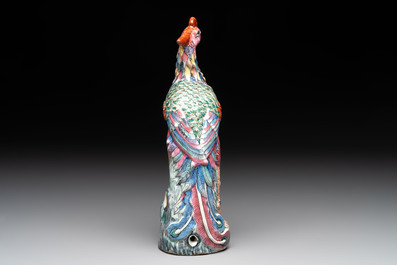 A Chinese famille rose model of a phoenix, 19th C.
