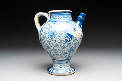 A fine blue and white Antwerp maiolica wet drug jar, 16th C.