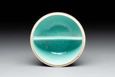 A Chinese famille rose 'flower scroll' vase-shaped box and cover, Qianlong mark, 19th C.