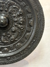 A Chinese finely cast 'immortals' bronze mirror, Wu Zuo Ming Jing 吾作明鏡 mark, Eastern Han