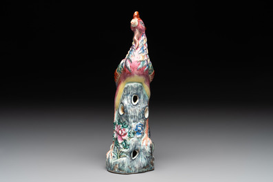 A Chinese famille rose model of a phoenix, 19th C.