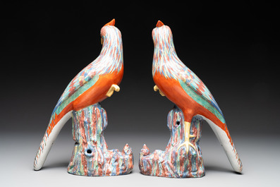 A pair of famille rose-style models of pheasants, Samson, Paris, 19th C.