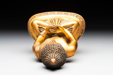 A fine Sino-Tibetan gilt-bronze figure of Buddha Shakyamuni, 17th C.