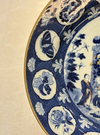 A rare Chinese blue and white 'arbour' dish after Cornelis Pronk, Qianlong, ca. 1740