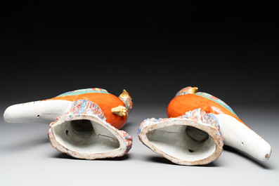 A pair of famille rose-style models of pheasants, Samson, Paris, 19th C.