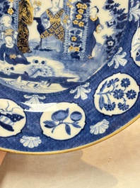 A rare Chinese blue and white 'arbour' dish after Cornelis Pronk, Qianlong, ca. 1740