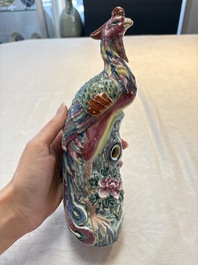 A Chinese famille rose model of a phoenix, 19th C.