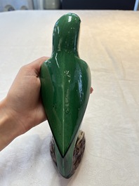 A pair of Chinese verte biscuit models of parrots, Kangxi