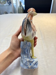 A pair of Chinese polychrome-glazed models of roosters, 18/19th C.