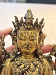 An extremely rare and fine Chinese gilt-bronze Buddha, inscribed 大明正統己未金川比丘昌靜捐資命工造, Zhengtong mark and of the period, dated 1439