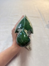 A pair of Chinese verte biscuit models of parrots, Kangxi