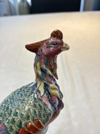 A Chinese famille rose model of a phoenix, 19th C.