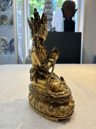 An extremely rare and fine Chinese gilt-bronze Buddha, inscribed 大明正統己未金川比丘昌靜捐資命工造, Zhengtong mark and of the period, dated 1439