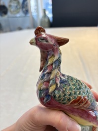 A Chinese famille rose model of a phoenix, 19th C.
