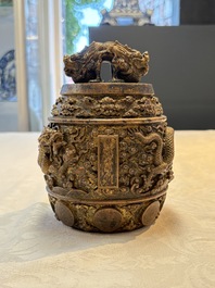 A fine Chinese gilt-bronze 'dragon among clouds' bell, Qianlong mark and of the period, dated 1743