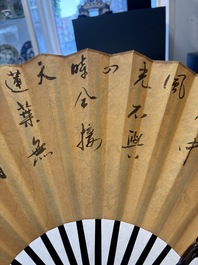 In the manner of Ma Quan 馬荃(18th C.): 'An ebony fan painted with 'Four Gentlemen 四君子', 19/20th C.