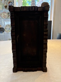 A Chinese zitan cabinet of curiosities with five-clawed dragons, 19/20th C.