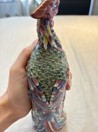 A Chinese famille rose model of a phoenix, 19th C.