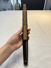 In the manner of Ma Quan 馬荃(18th C.): 'An ebony fan painted with 'Four Gentlemen 四君子', 19/20th C.