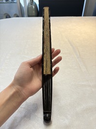 In the manner of Ma Quan 馬荃(18th C.): 'An ebony fan painted with 'Four Gentlemen 四君子', 19/20th C.