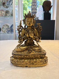 An extremely rare and fine Chinese gilt-bronze Buddha, inscribed 大明正統己未金川比丘昌靜捐資命工造, Zhengtong mark and of the period, dated 1439
