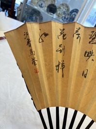 In the manner of Ma Quan 馬荃(18th C.): 'An ebony fan painted with 'Four Gentlemen 四君子', 19/20th C.