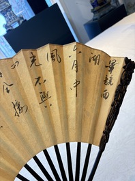 In the manner of Ma Quan 馬荃(18th C.): 'An ebony fan painted with 'Four Gentlemen 四君子', 19/20th C.