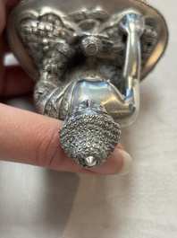 A fine Nepalese silver Buddha, 20th C.