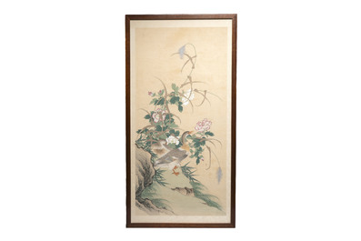 Four Chinese school paintings: 'Magpie', 'Cranes' and 'Bamboo', ink and colour on paper, signed Yutianshi 雨田氏, dated 1919