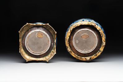 Two Chinese blue and white 'Wen Wang Fang Xian 文王訪賢' and 'Zhu Lin Qi Xian 竹林七賢' vases mounted as lamps, Transitional period