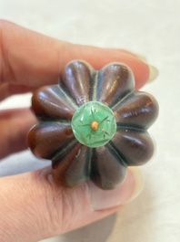 A Chinese blue and white double-gourd snuff bottle and a huali snuff bottle, Xuande and Qianlong mark, 18th C.