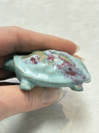 A Chinese jun-type purple-splashed model of a turtle, 17/18th C.