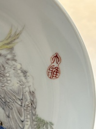 Five Chinese polychrome plates, signed Zou Furen 邹甫仁, dated 1989