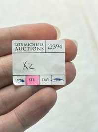 A Chinese blue and white double-gourd snuff bottle and a huali snuff bottle, Xuande and Qianlong mark, 18th C.