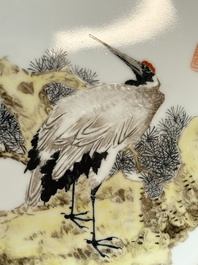 Five Chinese polychrome plates, signed Zou Furen 邹甫仁, dated 1989