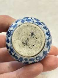A Chinese blue and white double-gourd snuff bottle and a huali snuff bottle, Xuande and Qianlong mark, 18th C.