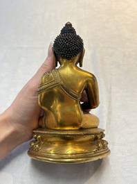 A fine Sino-Tibetan gilt-bronze figure of Buddha Shakyamuni, 17th C.