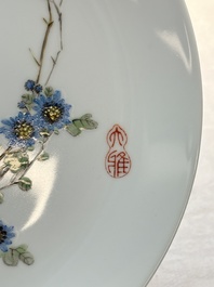 Five Chinese polychrome plates, signed Zou Furen 邹甫仁, dated 1989