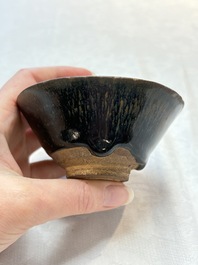 Three Chinese Jian 'hare fur' tea bowls, Song/Yuan