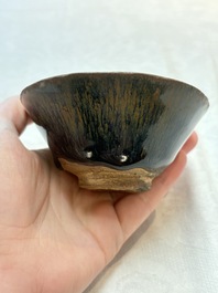 Three Chinese Jian 'hare fur' tea bowls, Song/Yuan